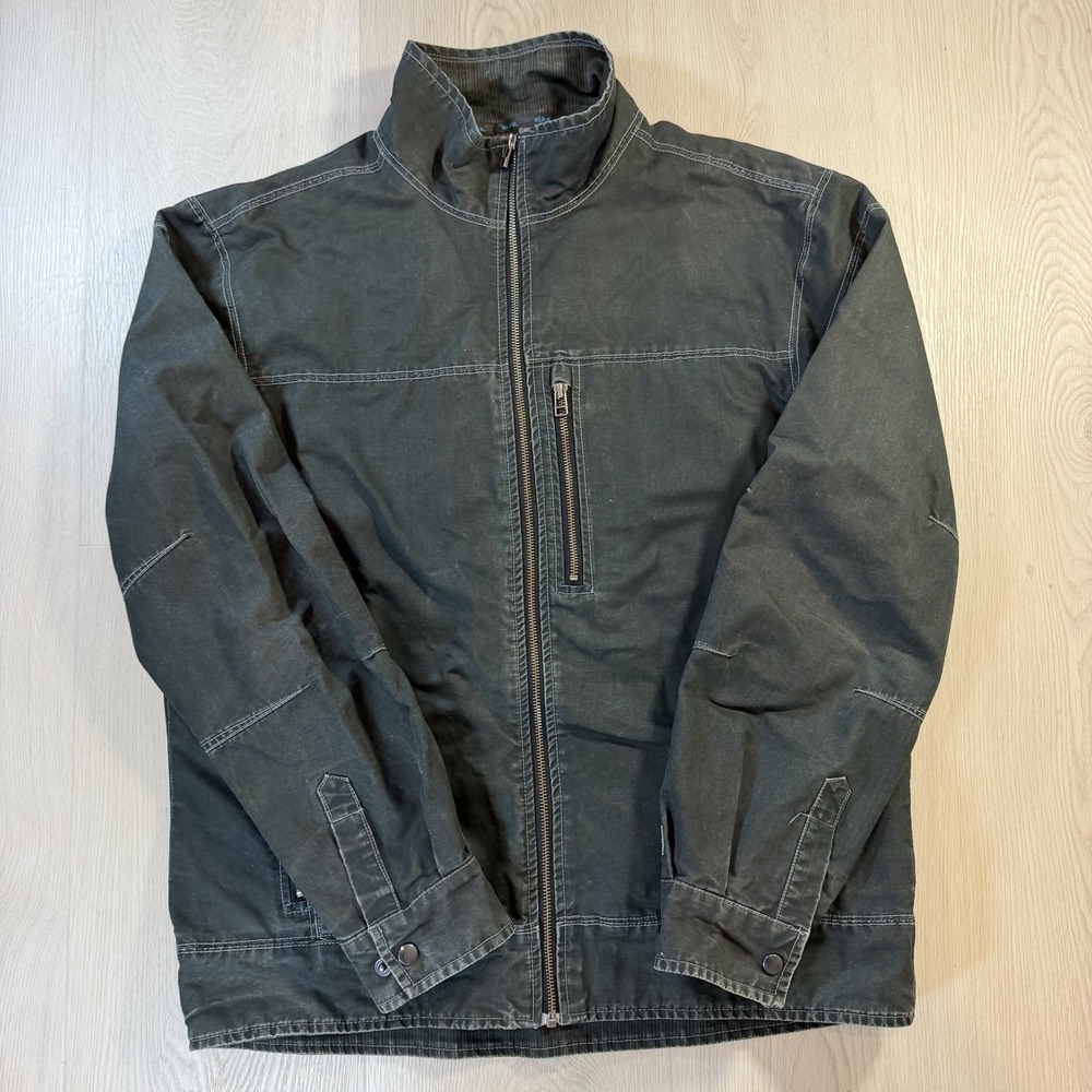 KÜHL Vintage Patina Dye Jacket Men's L Full Zip Cotton Outdoor Utility Green